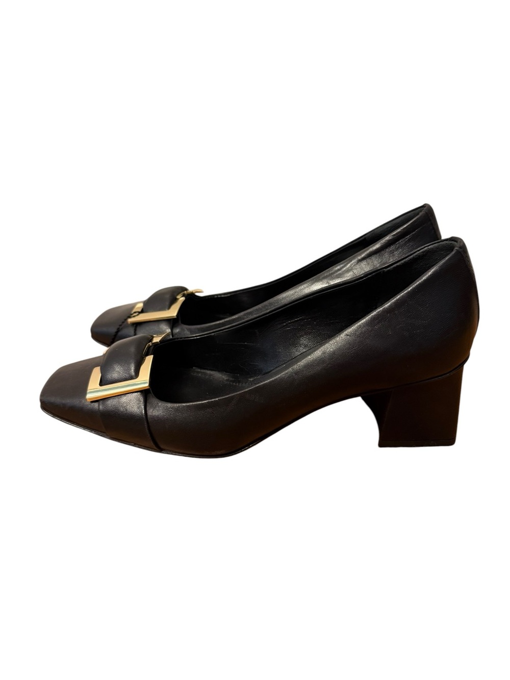 NapolianiWOMEN  EURO 38 BLOCK HEELS BLACK New Black Leather Italy